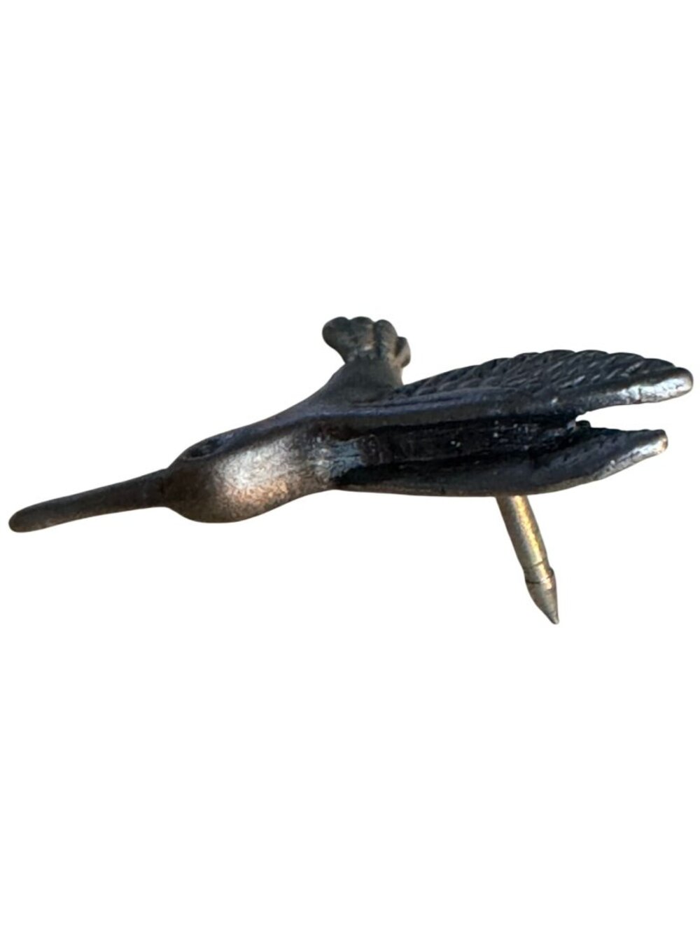 Vintage Hummingbird Metal Lapel Pinback Circa 1960-1970 Detailed Textures - Picture 6 of 10